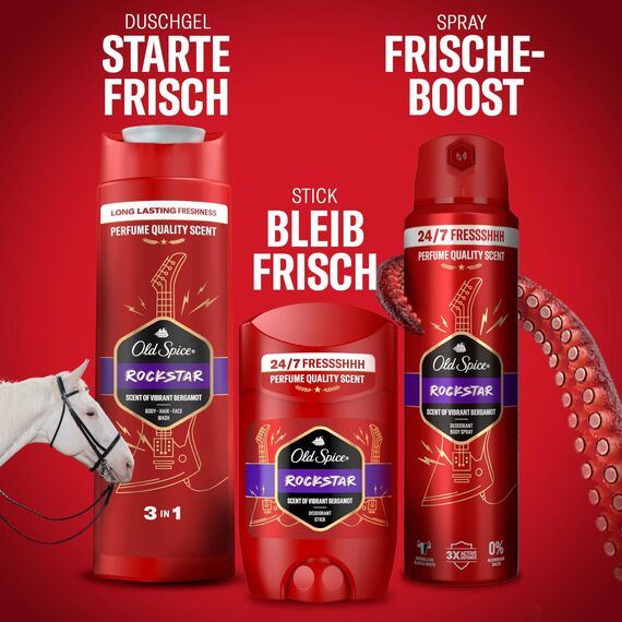 Old Spice Rockstar 3-in-1 Duschgel für Haar, Gesicht und Körper 400 ml, langanhaltende Frische, Duft von Parfumqualität, Tiefenreinigung