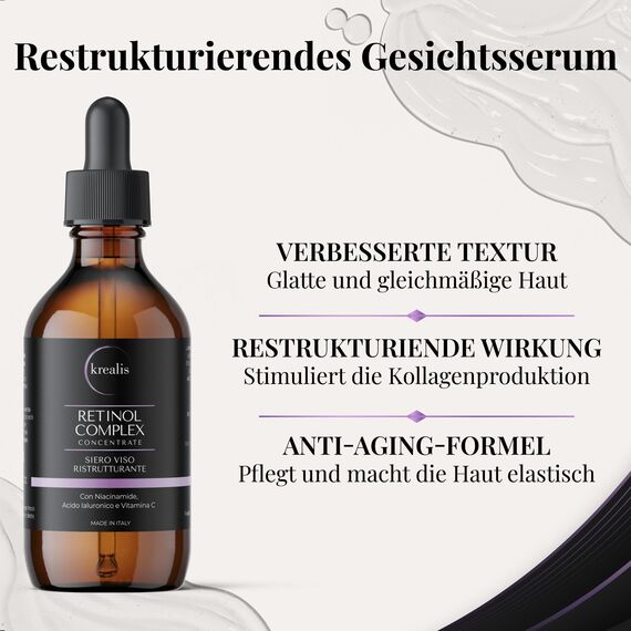 •100ml• Retinol Serum, mit Niacinamid, Hyaluron & Vitamin C, Serum Gesicht, Anti-Falten für Skincare von Damen & Männer