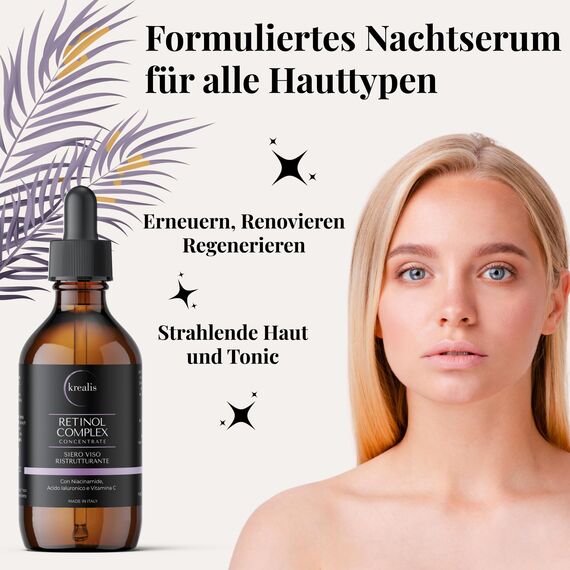 •100ml• Retinol Serum, mit Niacinamid, Hyaluron & Vitamin C, Serum Gesicht, Anti-Falten für Skincare von Damen & Männer