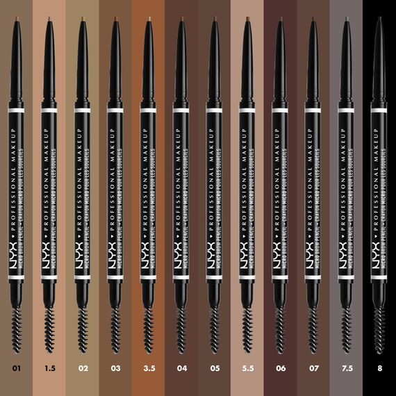NYX Professional Makeup Augenbrauenstift, Micro Brow Pencil, Beidseitig mit ausdrehbarem Augenbrauenstift und Bürstchen, Vegane Formel, Farbton: Black (Packung mit 2)