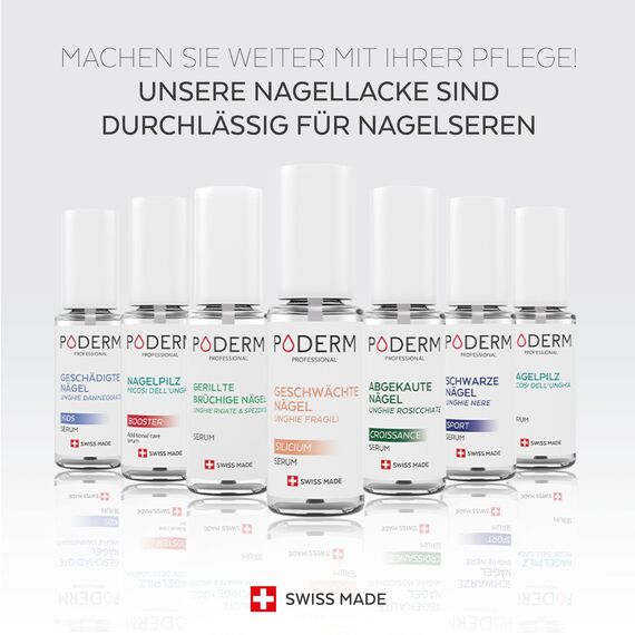 Nagelhärter Lack mit Biotin, Silizium und Keratin - Stärkt und repariert beschädigte, geschwächte, brüchige Nägel durch Gel-Nagellack, Alterung – Allurarot - Hände & Füße - Swiss Made