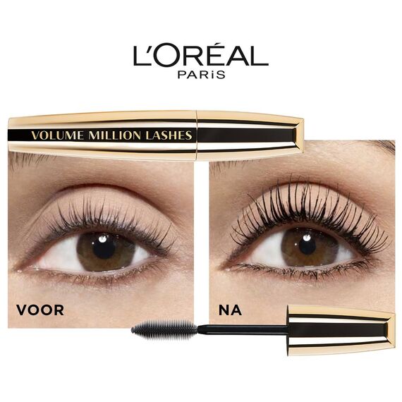 L'Oréal Paris Volume Million Lashes Mascara schwarz, Wimperntusche für extra Volumen und Defintion, mit Wimpern-Multiplizier-System (1 x 10,7ml) (Packung mit 2)