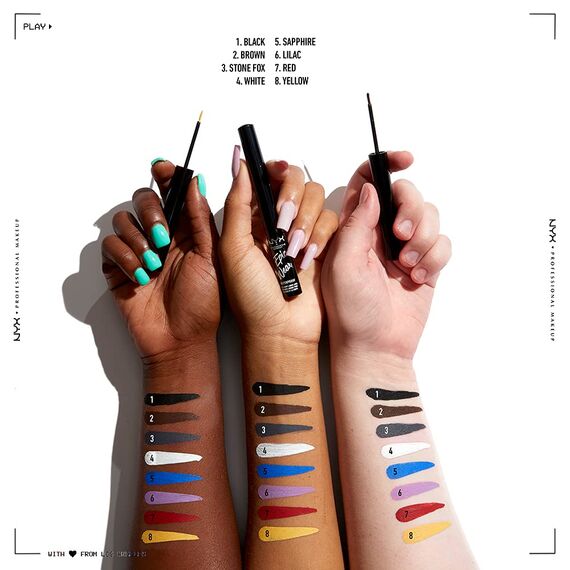 NYX Professional Makeup Epic Wear Semi-Permanent Liquid Liner, Langlebig, Wasserfest, Eyeliner und Body Art für Gesicht und Körper, Mattes Finish, Farbe: Schwarz (Packung mit 2)