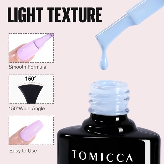 TOMICCA UV Nagellack Pastell Set, 6 Farben Rosa Gelb Blau Nagellack, Soak-Off UV/LED Gel Geschenk für Nagelstudio DIY Home, 8ML