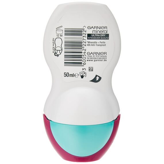 Garnier Anti-Transpirant, Intensiver Schutz vor Körpergeruch & Achselnässe, Bis zu 48 Stunden Wirkung, Mineral UltraDry, 1 x 50 ml (Packung mit 5)