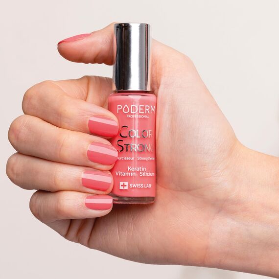 Nagelhärter Lack mit Biotin, Silizium und Keratin - Stärkt und repariert beschädigte, geschwächte, brüchige Nägel durch Gel-Nagellack, Alterung – Light Coral - Hände & Füße - Swiss Made