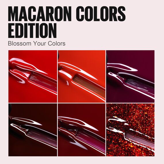 TOMICCA UV Nagellack Set, 6 Farben Rot & Rot Glitzer Nagellack, Soak-Off UV/LED Gel Geschenk für Nagelstudio DIY Home, 8ML