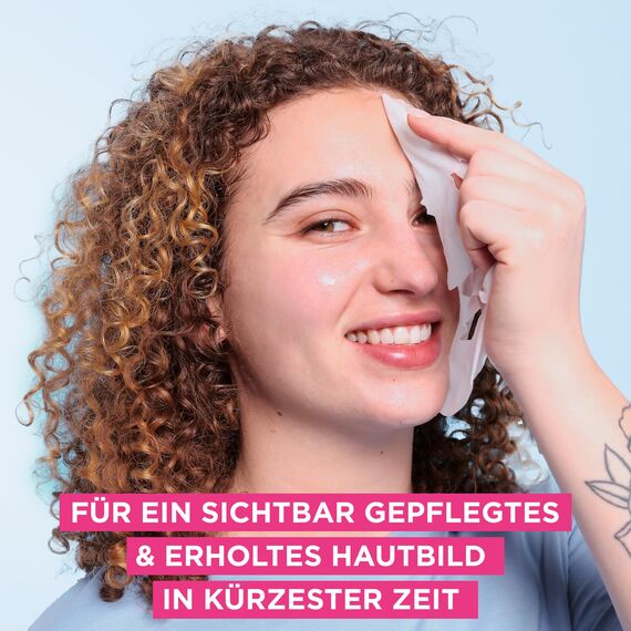 Garnier Tuchmaskenset Sakura fürs Gesicht bei fahler Haut, Feuchtigkeit und Glow, Mit Hyaluronsäure und Sakura, SkinActive, Hydra Bomb Sakura, 5x 28g