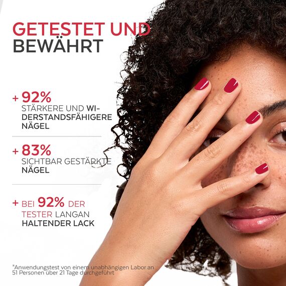 Nagelhärter Lack mit Biotin, Silizium und Keratin - Stärkt und repariert beschädigte, geschwächte, brüchige Nägel durch Gel-Nagellack, Alterung – Rose Red - Hände & Füße - Swiss Made