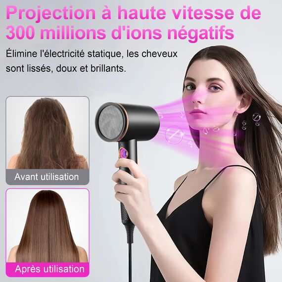 Tisoutec Föhn,Fön,Haartrockner Profi Ionen mit AC Motor 2400W Reisefön Diffusor|Haarfön 4-in-1|Heiß-/Kalttaste|2 Heiz&3 Geschwindigkeitsstufen|Hair Dryer mit Schnelle Aufheizung& Konstante Temperatur