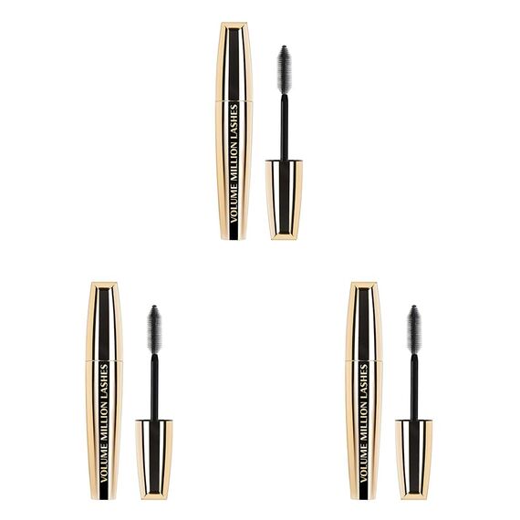 L'Oréal Paris Volume Million Lashes Mascara schwarz, Wimperntusche für extra Volumen und Defintion, mit Wimpern-Multiplizier-System (1 x 10,7ml) (Packung mit 3)