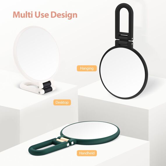 MIYADIVA Handspiegel, 30X Vergrößerungsspiegel auf Ständer, zweiseitiger Vergrößerungsspiegel mit 30X/1X Vergrößerung, verstellbarer Griff,tragbarer Reise-Makeup-Spiegel für Augenbrauenzupfen Perlweiß