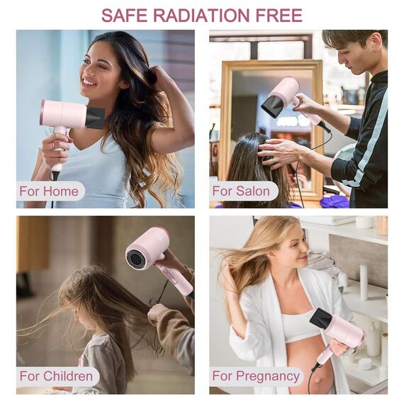 slopehill Professioneller Ionen-Haartrockner, leistungsstark, 1800 W, schnell trocknend, geräuscharm, mit 2 Konzentratordüsen, 1 Diffusor-Aufsätzen für Zuhause, Salon, Reisen (Töpferrosa und Roségold)
