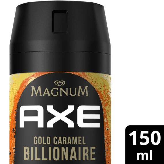 Axe Bodyspray Magnum Gold Caramel Billionaire Limited Edition Deo ohne Aluminiumsalze bekämpft geruchsbildende Bakterien und unangenehme Gerüche 8x 150 ml