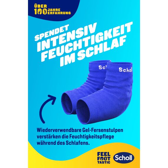 Scholl Overnight Fußpflege-Set, Fußpflege Creme 60ml, wiederverwendbare Gel-Fersensocken 1 Paar - bei trockenen Füße, sichtbare Ergebnisse in 1 Nacht, enthält 5% Urea, Shea Butter und Kokosnussöl