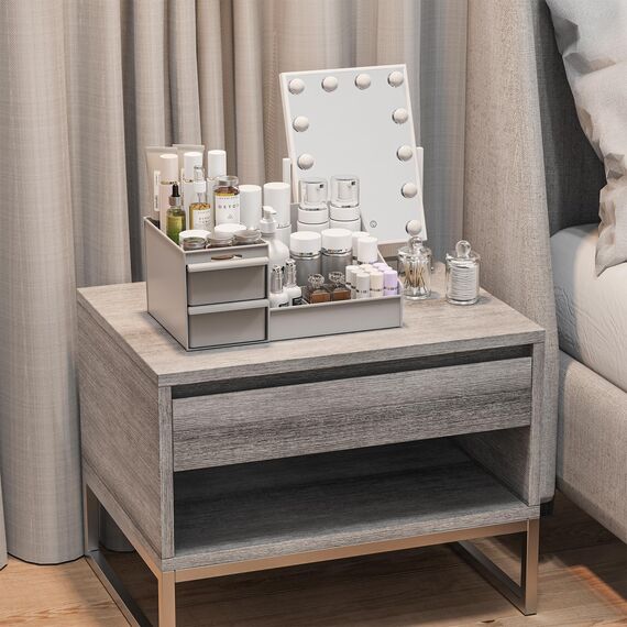 DancesCat Make Up Kosmetik Organizer mit Schubladen, Makeup Organizer Aufbewahrung Kosmetikbox für Waschtische, Schminktisch Organizer Box für Schlafzimmer, Badezimmer, Große Schmink Organizer (Grau)