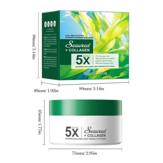 60 Pcs Seetang Augenpads mit Meeresalgen – Seaweed Feuchtigkeitsspendende, Entgiftende & Straffende Augenpflege für Schwellungen und Augenringe, Natürliche Kühlende Augenmaske für Alle Hauttypen