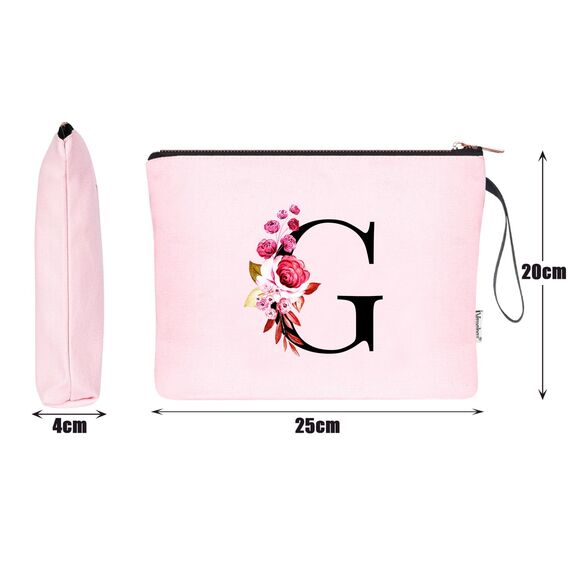 Vavabox A-Z Personalisierte Kosmetiktasche-Geburtstagsgeschenke Für Frauen, Mütter, Beste Freundinnen Und Brautjungfern (G, Pink)