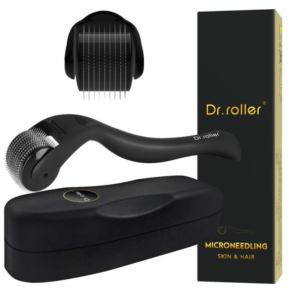 Dr.roller Bartroller 0,5 mm, Derma Roller Haare, Bartroller Bartwuchs, Microneedling Roller, Derma Roller mit 540 Mikro Titan Nadeln für Gesicht, Kopfhaut, Haarverlust, Narben