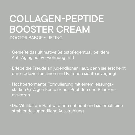 DOCTOR BABOR Collagen-Peptide Booster Cream | Feuchtigkeitsspendende Gesichtscreme für intensive Straffung | Anti-Falten Creme für sichtbar glatte Haut | Für Gesicht, Hals & Dekolleté | vegan| 50ml