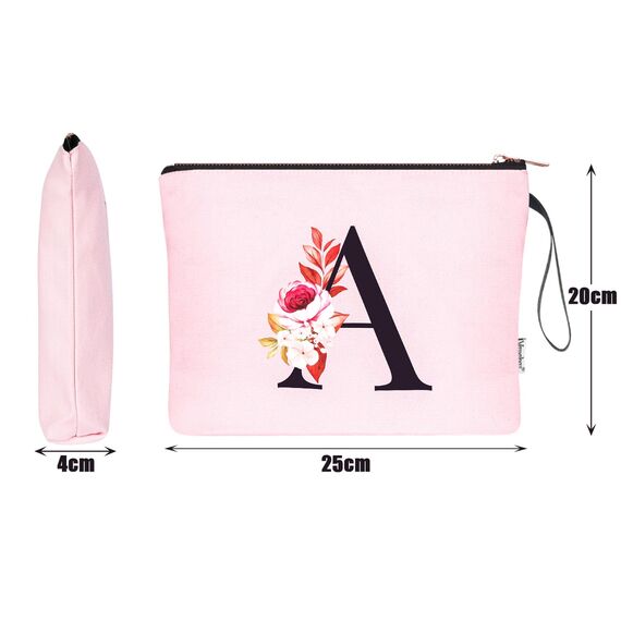 Vavabox A-Z Personalisierte Kosmetiktasche-Geburtstagsgeschenke Für Frauen, Mütter, Beste Freundinnen Und Brautjungfern (A, Pink)