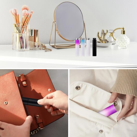 Leikedun 4 Stück 8ml Parfümzerstäuber Nachfüllbar Leer Reise Parfüm Zerstäuber, Mini Portable Sprühflasche Taschenzerstäuber für Handtasche, Reisen, Ferien, Flugreisen (4pcs 8ml)