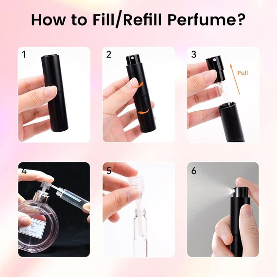 Leikedun 4 Stück 8ml Parfümzerstäuber Nachfüllbar Leer Reise Parfüm Zerstäuber, Mini Portable Sprühflasche Taschenzerstäuber für Handtasche, Reisen, Ferien, Flugreisen (4pcs 8ml)