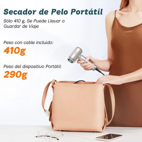 Reisefön mit Diffusor Leicht Klein 1500W, Supgaliy Mini Ionen Föhn(290G Superleicht，2 Modellierzubehör, 4 Temperaturstufen, 2 Luftgeschwindigkeiten) Haarföhn hair dryer