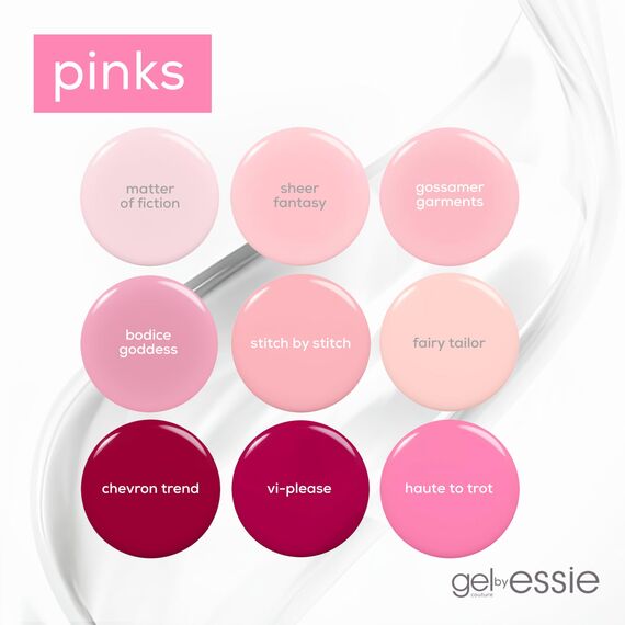 essie gel by essie langanhaltender Nagellack mit glänzendem Finish, Maniküre ohne UV-Licht, Gel Couture, Farbe: Nr. 505 gossamer garments, Rosa, 1 x 13,5 ml