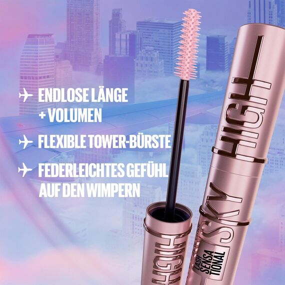 Bundle of Maybelline New York Schwarze Lash Sensational Firework Mascara, Very Black, 10 ml + Maybelline New York Burgundy Wimperntusche, Lash Sensational Sky High Mascara, Burgundy Haze, 7,2 ml