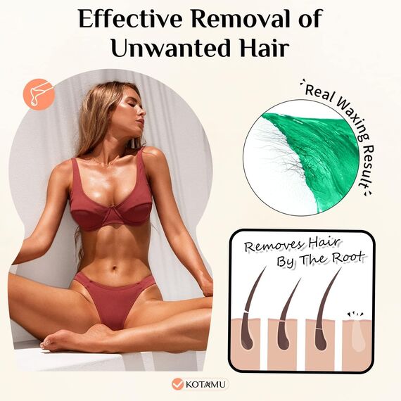KOTAMU Wax 450g, Aloe Vera Wachs Haarentfernung für Brust, Rücken, Arme, Beine, Gesicht, Bikinizone, Home Waxing, Professionellen Hard Wax Beans ohne Wachsstreifen für Mann Frau