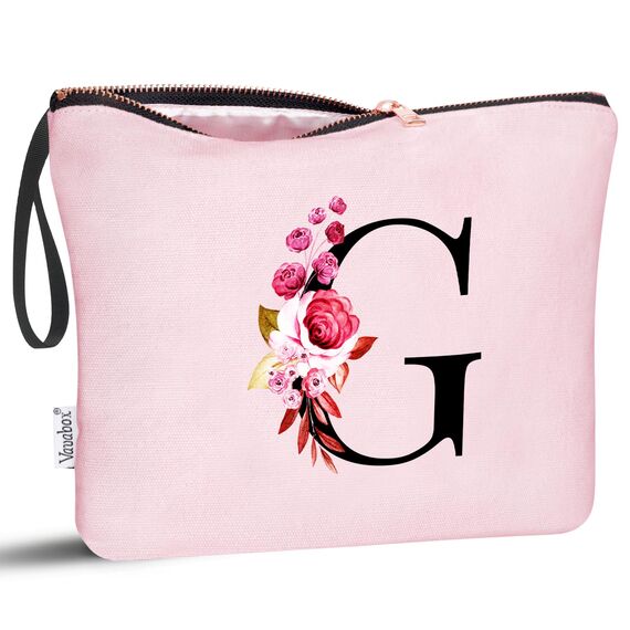 Vavabox A-Z Personalisierte Kosmetiktasche-Geburtstagsgeschenke Für Frauen, Mütter, Beste Freundinnen Und Brautjungfern (G, Pink)