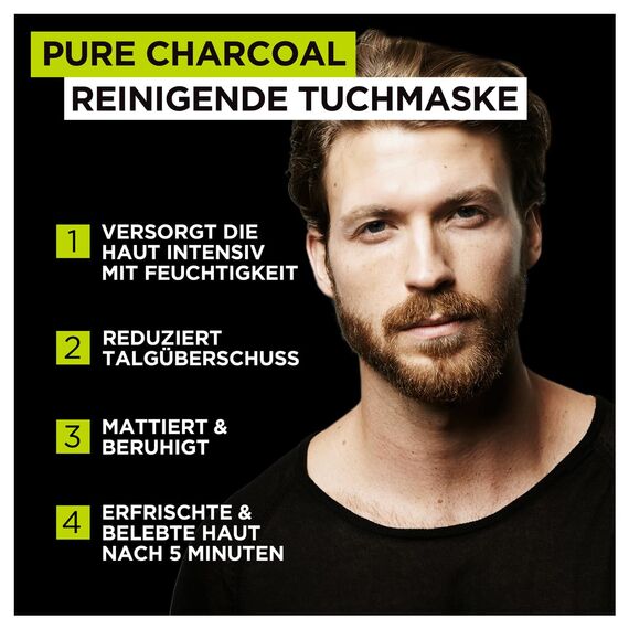 L'Oréal Men Expert Tuchmasken 4er Set für Männer, Feuchtigkeitsspendende Gesichtsmasken gegen Mitesser und Pickel Unreinheiten, Gesichtspflege Geschenkset für Herren, Hydra Energy Pure Carbon, 4 x 30g