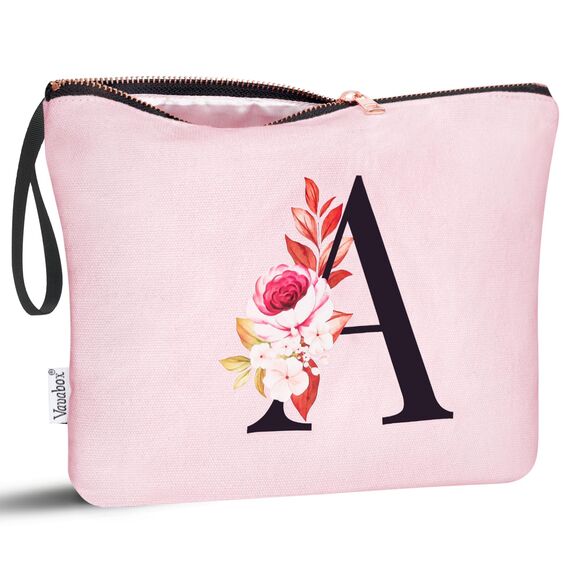 Vavabox A-Z Personalisierte Kosmetiktasche-Geburtstagsgeschenke Für Frauen, Mütter, Beste Freundinnen Und Brautjungfern (A, Pink)