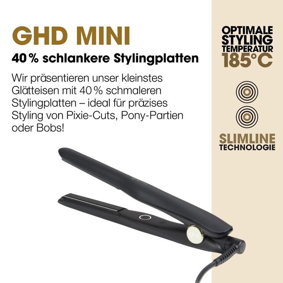 ghd mini Schmales Glätteisen: Ideal für Kurzhaarfrisuren und Ponypartie, 15mm schmale Platten, weniger Frizz, mehr Glanz, für alle Haartypen, ohne extreme Hitzeschäden
