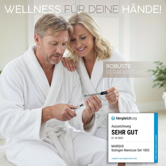 Maniküre Set - Vergleichssieger - Etui handlich und weich - 7teiliges Nagelset für Damen und Herren marQus aus Edelstahl