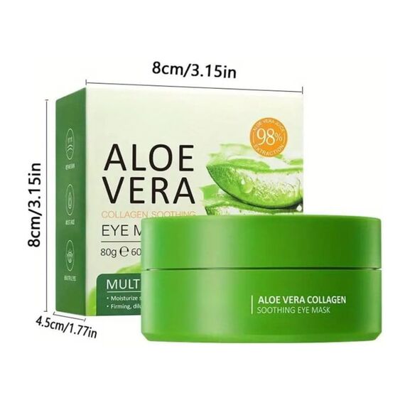 60 Stück Aloe Vera Augenpads gegen Augenringe, Hyaluronsäure-Augenpflaster gegen Augenringe, Falten, Schwellungen und Tränensäcke