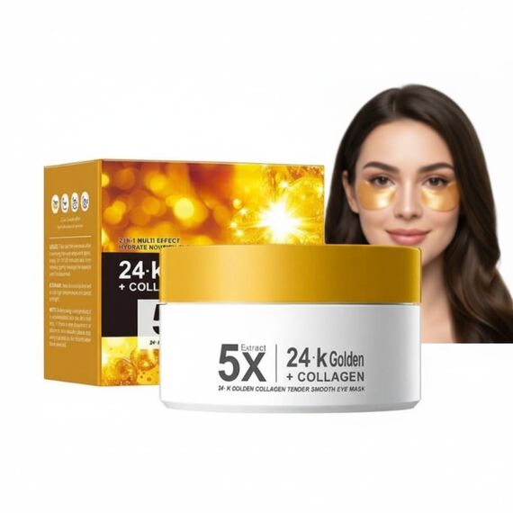 24k Gold Augenpads gegen Augenringe - 60 Stück Anti-Aging, Kollagen Feuchtigkeitsspendend gegen Schwellungen, feine Linien, Entfernung von Augenringen Augenmaske