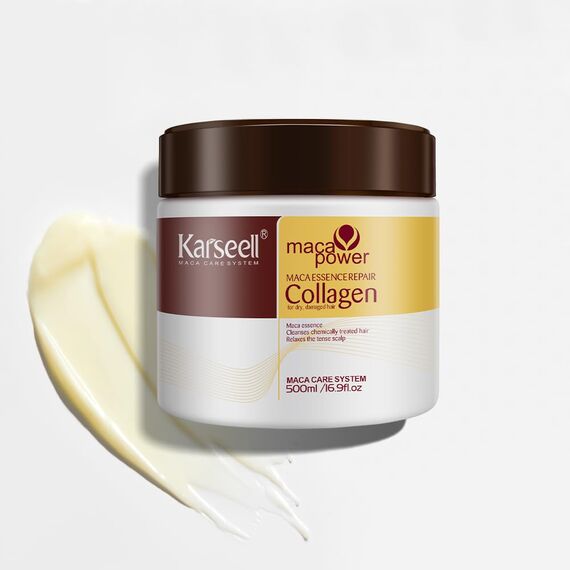 Karseell Kollagen Haarmaske 500ml, Tiefenreparatur Haarspülung, Arganöl Kollagen Haarmaske für Sehr Trockenes Haar, Geschädigtes Haar, Alle Haartypen