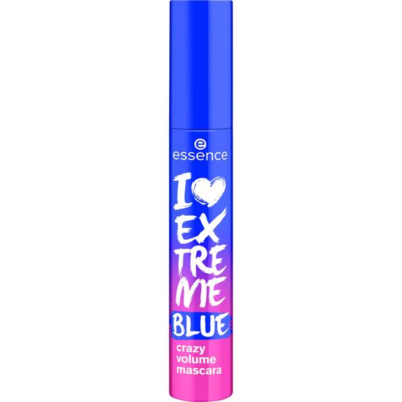 essence I LOVE EXTREME BLUE crazy volume mascara, Blau, langanhaltend, schwunggebend, Extremes Volumen, vegan, ohne Mikroplastikpartikel, Nanopartikel frei, ohne Parfüm, 3er Pack (3x12ml)