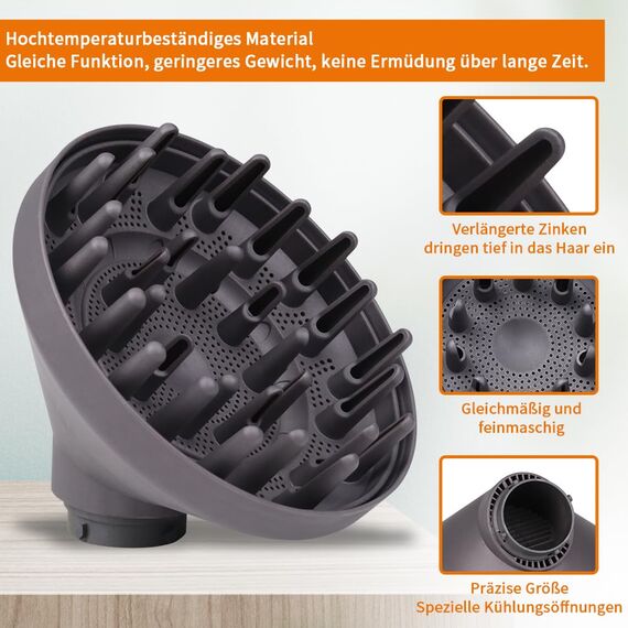 Laymi Diffusor Aufsatz für Dyson Airwrap langer Zacken diffuser für Dyson air wrap Zubehör für Haartrockner locken Gewelltes und Lockiges Haar, Umwandlung airwrap Curling Styler dunkel grau Schwarz