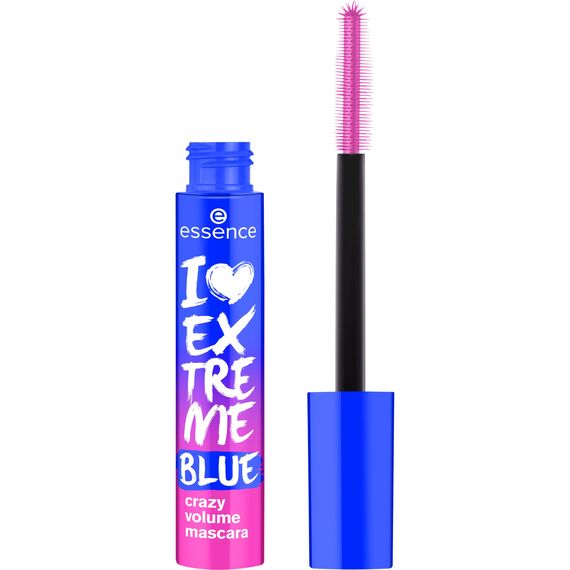essence I LOVE EXTREME BLUE crazy volume mascara, Blau, langanhaltend, schwunggebend, Extremes Volumen, vegan, ohne Mikroplastikpartikel, Nanopartikel frei, ohne Parfüm, 3er Pack (3x12ml)