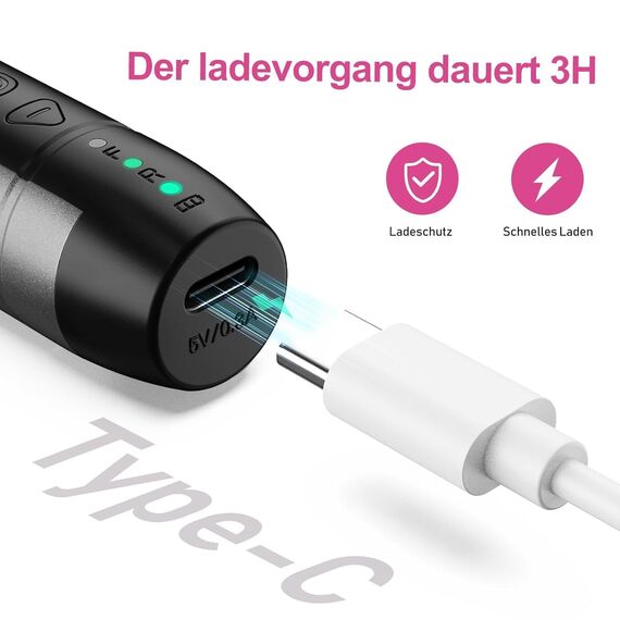 COSLUS Kabellos Tragbar Nagelfräser Elektrische Nagelfräser, 11 in 1 Profi Maniküre und Pediküreset, Nagelfeile für Gelnägel und Acrylnägel, Nagelformen, Entfernen von Hornhaut