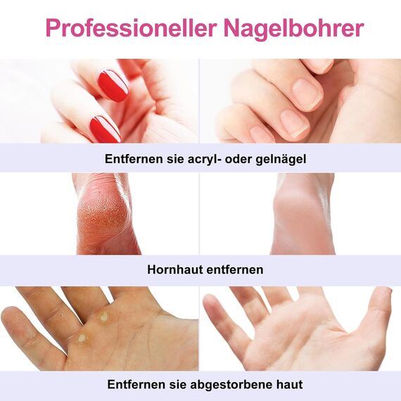 COSLUS Kabellos Tragbar Nagelfräser Elektrische Nagelfräser, 11 in 1 Profi Maniküre und Pediküreset, Nagelfeile für Gelnägel und Acrylnägel, Nagelformen, Entfernen von Hornhaut