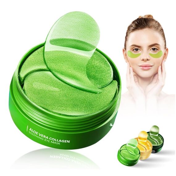 60 Stück Aloe Vera Augenpads gegen Augenringe, Hyaluronsäure-Augenpflaster gegen Augenringe, Falten, Schwellungen und Tränensäcke