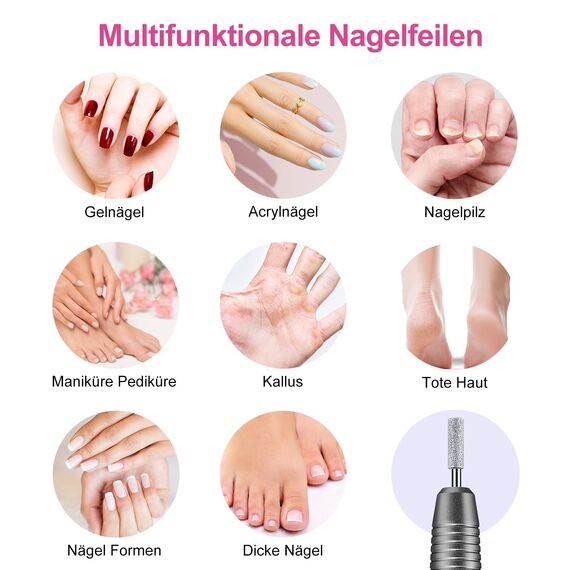COSLUS Kabellos Tragbar Nagelfräser Elektrische Nagelfräser, 11 in 1 Profi Maniküre und Pediküreset, Nagelfeile für Gelnägel und Acrylnägel, Nagelformen, Entfernen von Hornhaut