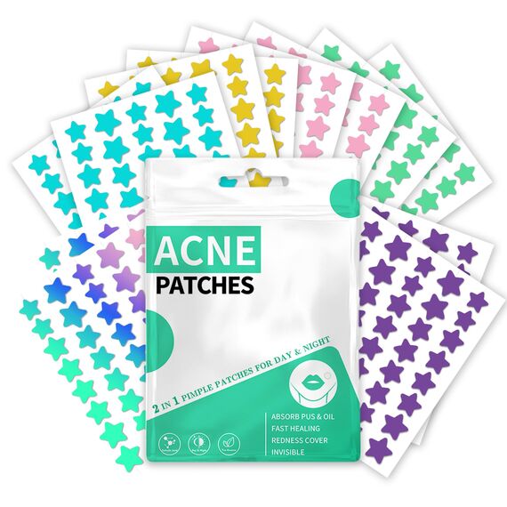 Pimple Patches Hydrokolloid Unsichtbare Pickel Patch mit Teebaumöl Tag und Nacht Verwenden Pimple Patch Akne Patches Wasserdichte Atmungsaktive Acne Patch Pflaster (480 Stück, Star)