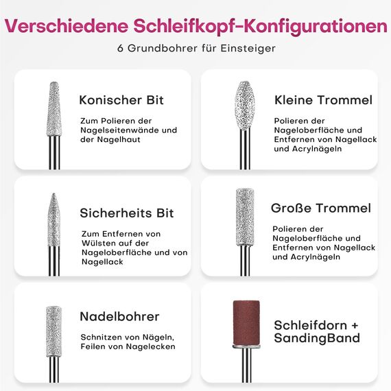 COSLUS Kabellos Tragbar Nagelfräser Elektrische Nagelfräser, 11 in 1 Profi Maniküre und Pediküreset, Nagelfeile für Gelnägel und Acrylnägel, Nagelformen, Entfernen von Hornhaut
