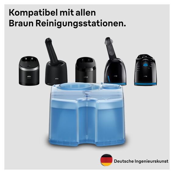 Braun 3-in-1 ShaverCare Reinigungskartuschen für Reinigungsstationen – ORIGINAL Kartuschen – Reinigt Rasierer 10x besser als Wasser, Scherkopfreiniger, Entfernt Haare und Hautpartikel – 12er Pack