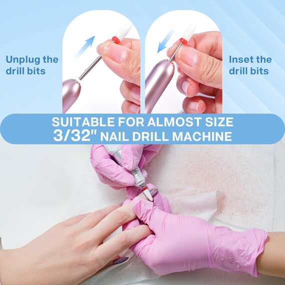 MAQUITA 13 Nagelfräser Aufsätze, 3 Stück Wolframkarbid Nagelfräser Bits + 3 Stück Keramik Nagelfräser Bits Professioneller Fräser Bits Entfernen Gel Acryl Nagelhaut